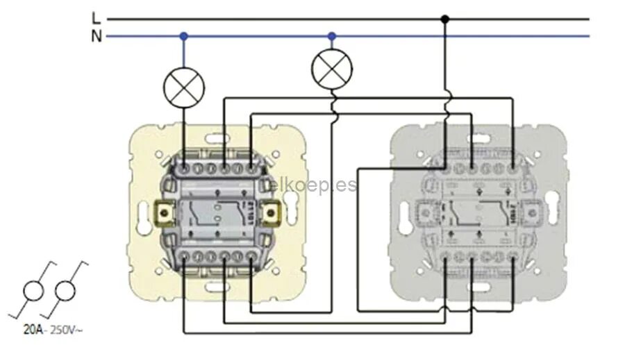 Схема подключения двухклавишного проходного переключателя Шнайдер. 2 Х клавишный проходной выключатель Легранд схема. Двойной проходной выключатель схема Шнайдер. Схема проходного двухклавишного выключателя Schneider. Проходные выключатели двухклавишные шнайдер