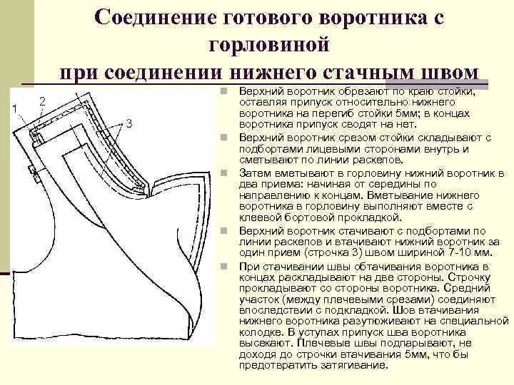 Соединение воротника. Технология втачивания воротника в горловину. соединение воротника с горловиной.