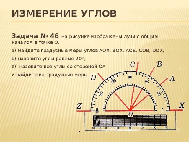 Градусная мера угла рисунок. Измерение углов градусная мера угла. Градусное измерение углов. Лучи с общим началом. Измерение углов задачи.