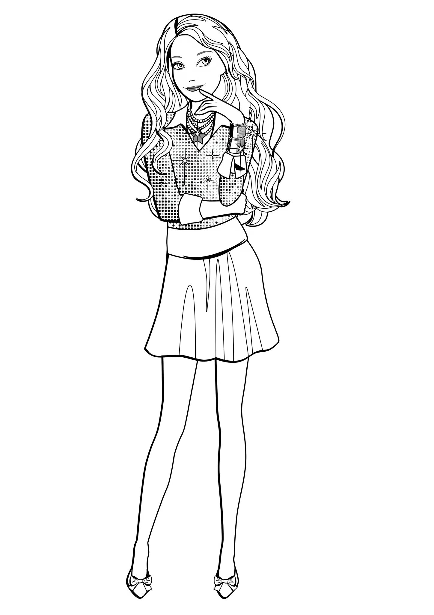 Раскраска. Раскраска для девочек. Эскиз модели девушки. Макет для рисования одежды. Раскраска модель.