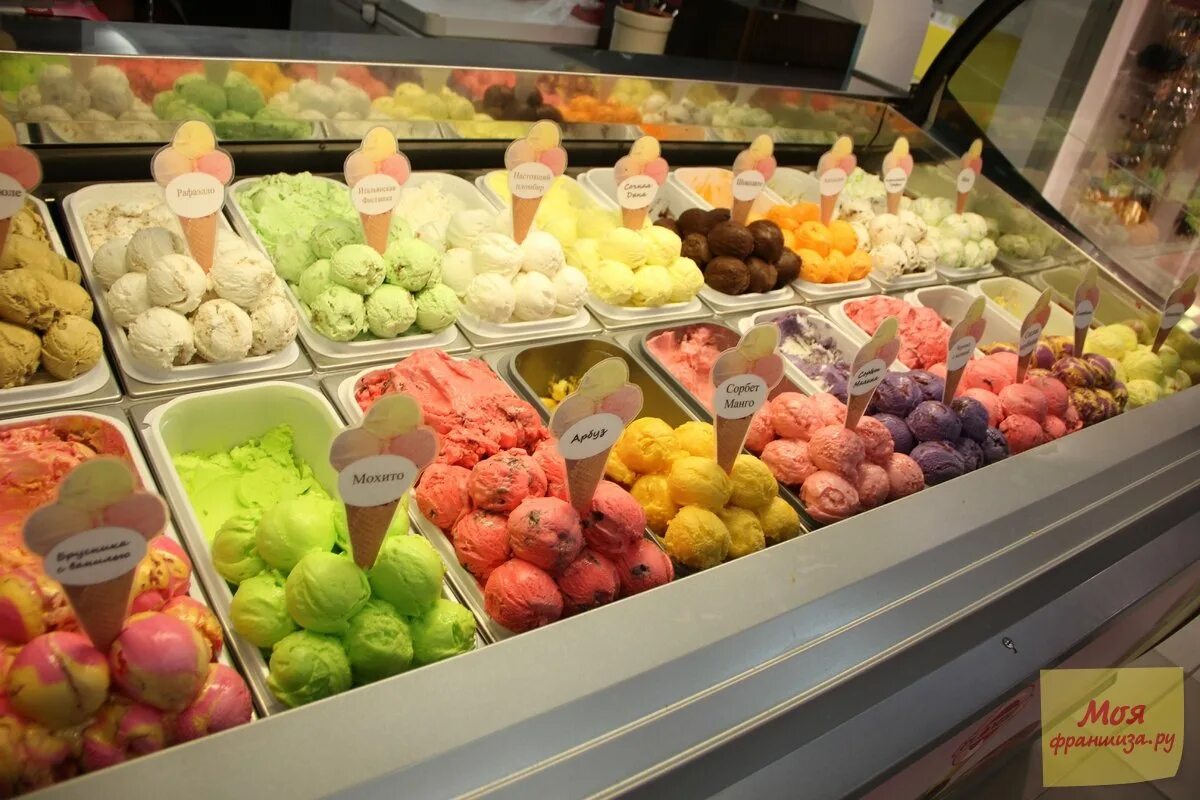 Мороженое джелатерия пломбир. Ассортимент мороженого 33 пингвина. В магазине продаются пять сортов мороженого. Джелатерия кафе мороженое. В магазине продается несколько сортов.