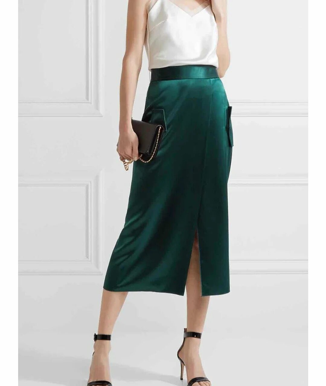 С чем сочетается атласная юбка. Dion lee юбка. атласная юбка. зеленая шелковая юбка. зеленая атласная юбка.