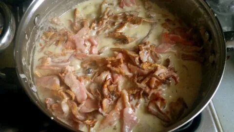 Лисички с беконом