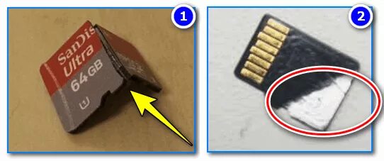 Карта памяти сломалась. Микро СД сломалась пополам. SD карта лопнула. Повреждён корпус карты памяти SD.