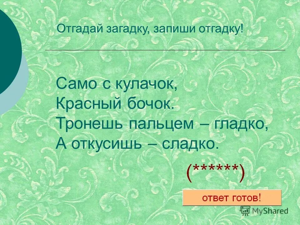 Корень в слове овощи. Загадки с ответом словарным словом.