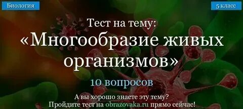 Тест многообразие форм живых организмов 9 класс