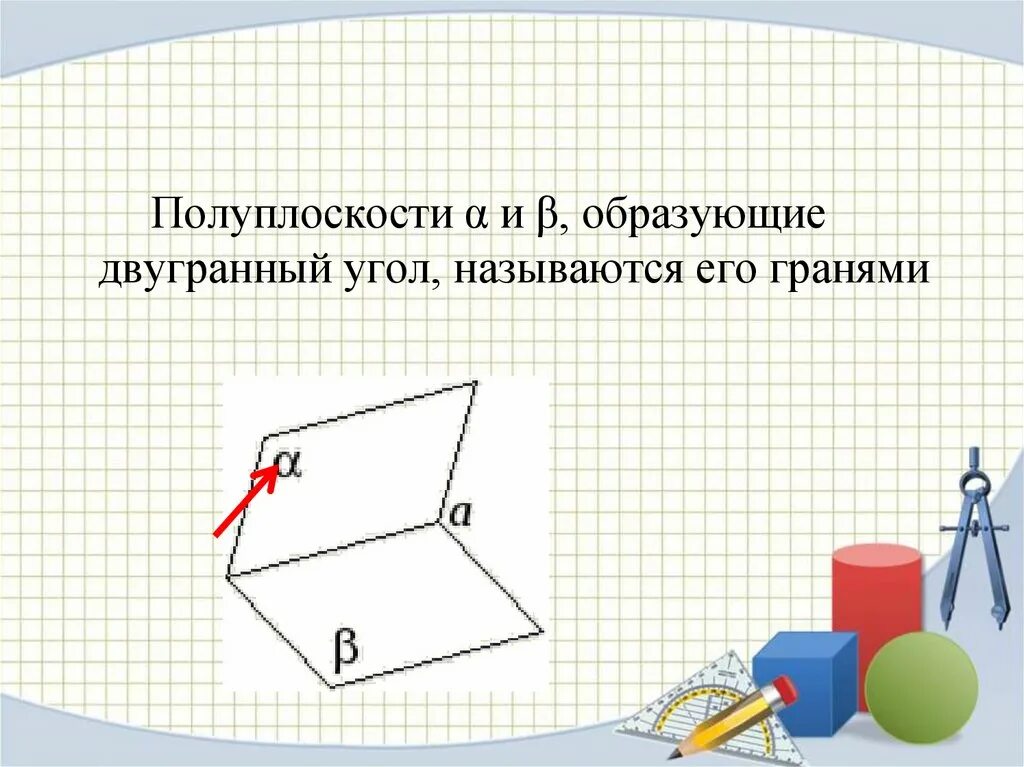 Двугранным углом называется фигура образованная прямой