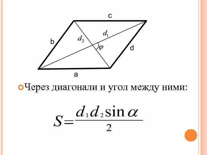 Площадь через диагонали. Площадь треугольника через диагонали. Площадь через дмагонал. Площадь сернз диагонали.