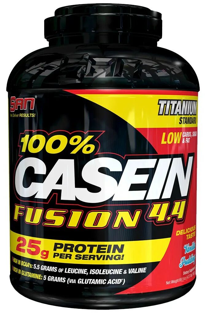 Заказать протеин. San 100% Casein Fusion 0,99 кг. Протеины. Дешевый протеин. Казеиновый протеин.