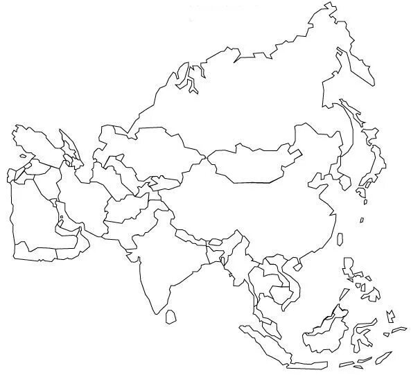Политическая контурная карта Азии 11 класс. Пустая карта Азии с границами государств. Контурная карта зарубежная Азия политическая карта 11 класс. Страны центральной Азии контурная карта.