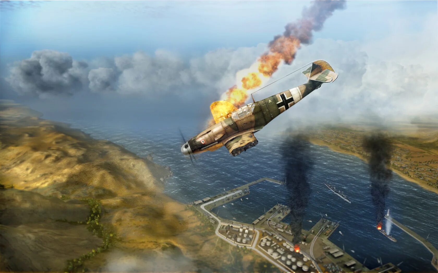 Игра самолет 2 мировая. World of warplanes Скриншоты. Подбитый Мессершмитт. Мессершмитт 109 воздушный бой. World of warplanes 2 игра.