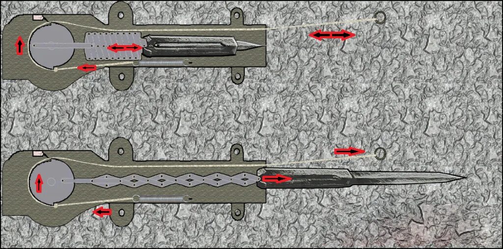 Механизм скрытого клинка ассасина чертеж. Клинок ассасина чертеж механизма. Ассасин Крид скрытый клинок чертёж. Чертеж клинка ассасина Creed.