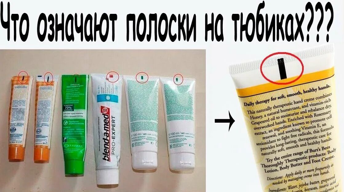 Что значит тюбик. Полоски на тюбиках крема. метки на тюбиках крема. зубная паста полоски на тюбике. обозначения на тюбиках с кремом.