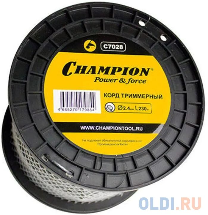 Корд 2.4 мм. Корд триммерный (2.4 мм; 245 м; круг) Champion c5019. Корд Round Champion/c5019. Корд триммерный Champion 2.4мм. Корд 4 мм чемпион.