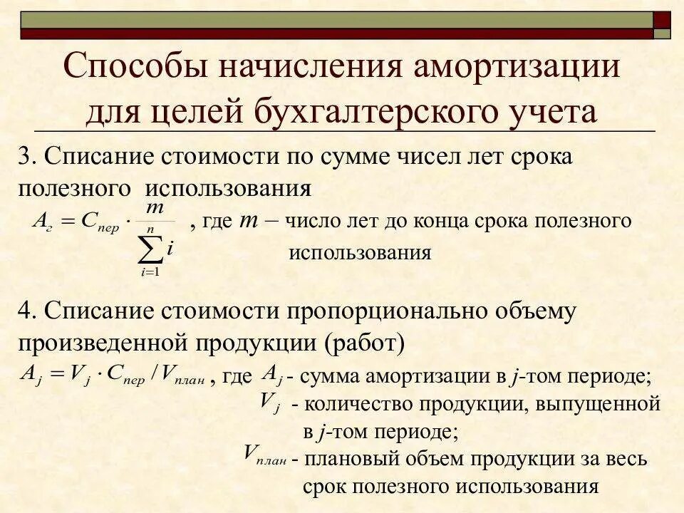 Амортизация по сроку лет полезного использования