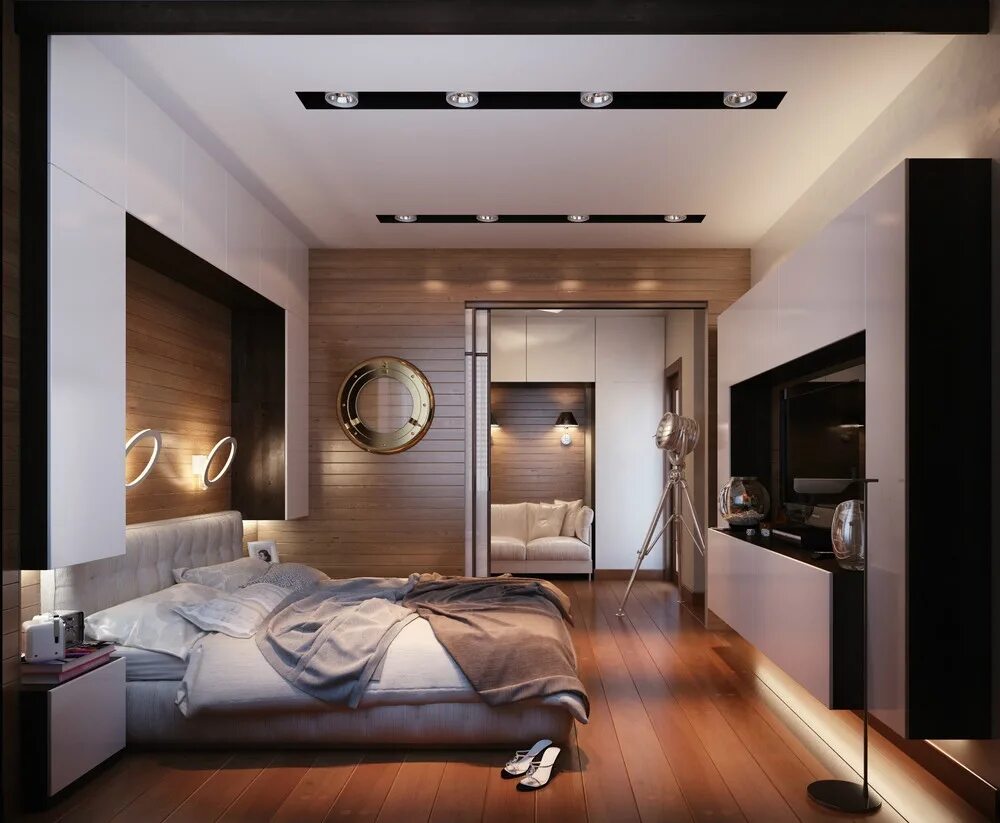 Дизайнерские квартиры. Евроремонт спальни. Дизайнерские решения для спальни. Спальня в яхтенном стиле.