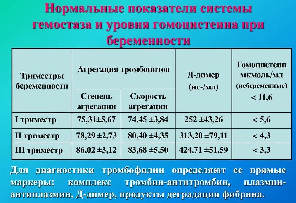 Гомоцистеин нормы женщин при беременности