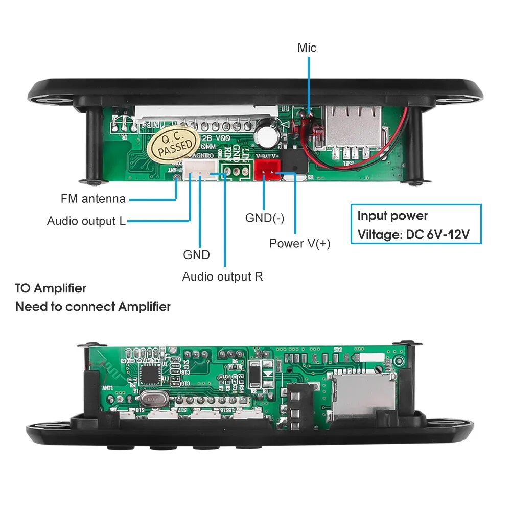 Плата декодера, аудиомодуль USB WMA WAV радио FM Bluetooth 5,0, беспроводной муз