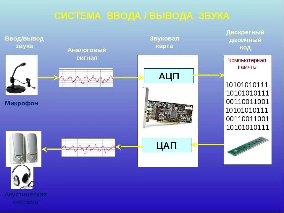 Система ввода и вывода звука. Звуковая подсистема компьютера. Обработка звуковой и видеоинформации. Устройства звукового вывода. Ввод вывод через память