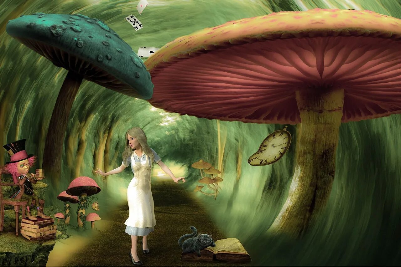 Сказка алиса в стране чудес 2. Алиса в стране чудес волшебные грибы. Алиса в стране чудес Дисней. Алиса в Зазеркалье грибы. Алиса в стране чудес мухомор.