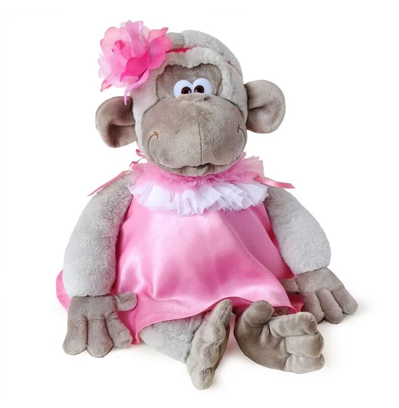 Розовая обезьяна. Мягкая игрушка розовая обезьянка. Обезьяна в розовом платье.