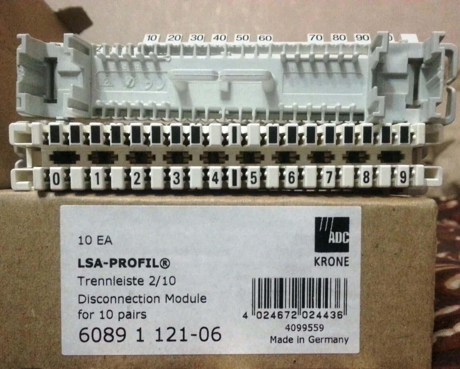 121 06. Плинт размыкаемый 2/10, маркировка 0...9, LSA-profil Krone , 6089 1 121-06. LSA-profil плинты 2/10 с нормально замкнутыми контактами (6089 1 121-06). 6089 1 121-06 Чертеж. Krone LSA-profil 2/10 схема коммутация.