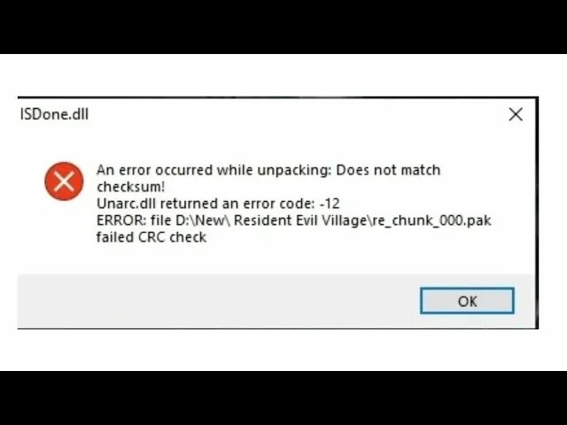 ISDONE.dll. Error occurred. Error Unarc dll 12. Unarc dll вернул код ошибки -1. Unarc dll error 12