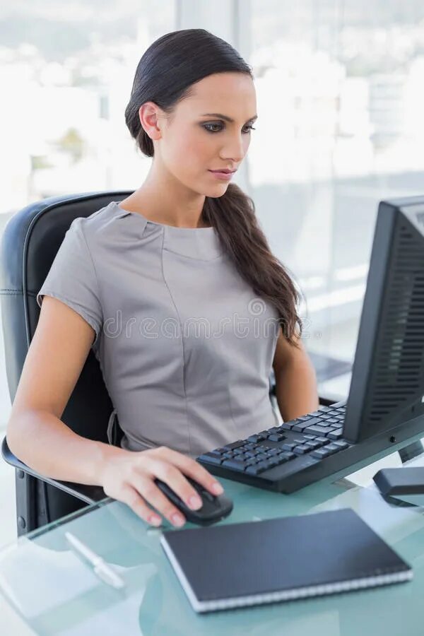 Is she on the computer