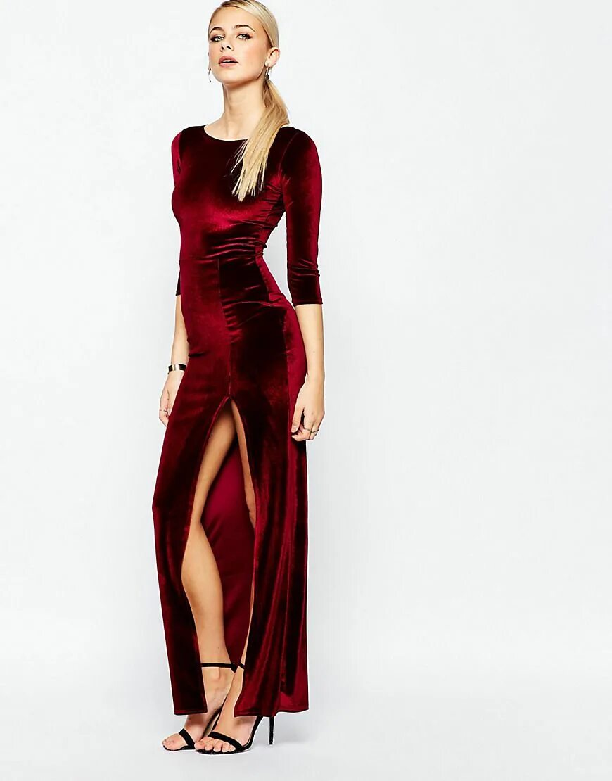 Длинное бархатное платье. Велюровое платье boohoo красное. Платье BCBGMAXAZRIA красное бархатное. Красное платье ламода бархатное. Платье с разрезом.