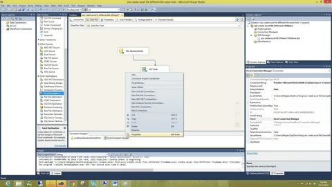 import data from sql server to excel using ssis.