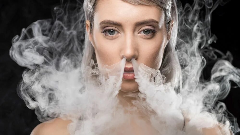 Through the smoke. Nose smoking. smoke exhaled. nose exhale smoke movie.