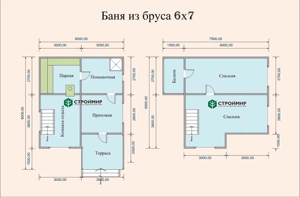 Проект бани 6х8