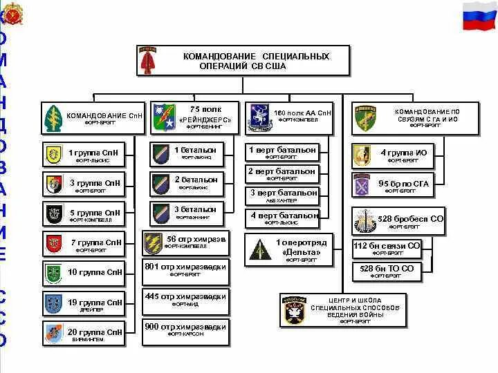 Подразделение психологических операций. Структура сил специальных операций США. Структура ССО вс США.