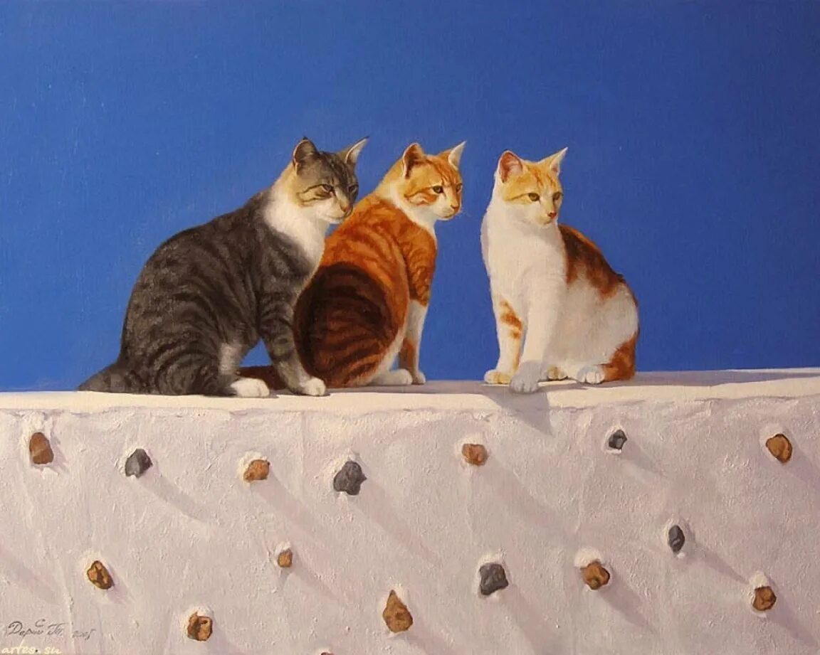 3 кошки против каждой кошки. В каждом из четырех углов сидело по три кошки,. Сидят три кошки против каждой. Три кошки. В каждом углу сидит по кошке.