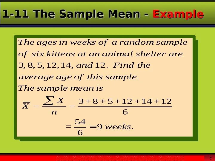 Sample mean. Compute the Sample mean. Sample mean Index. Determine Sample mean.