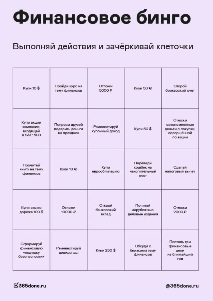 Финансовое Бинго. Чек лист. Чек лист финансовой грамотности. Финансовое Бинго чек лист. Читать книгу моя на 30 дней