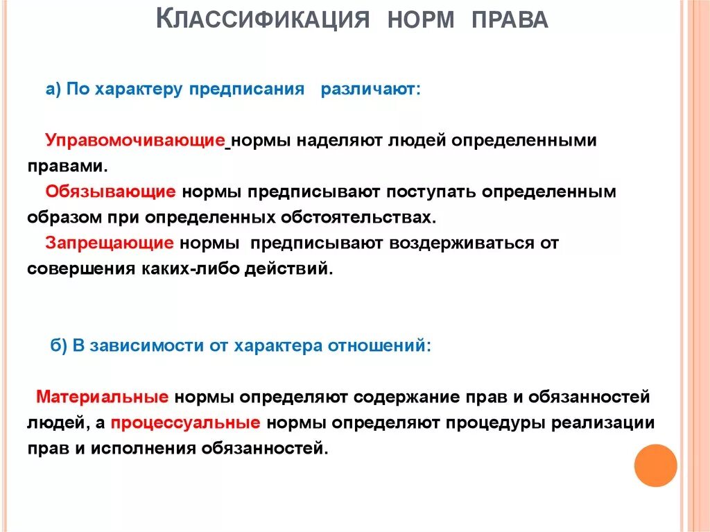 Нормы запрета примеры. Классификация правовых норм на управомочивающие.