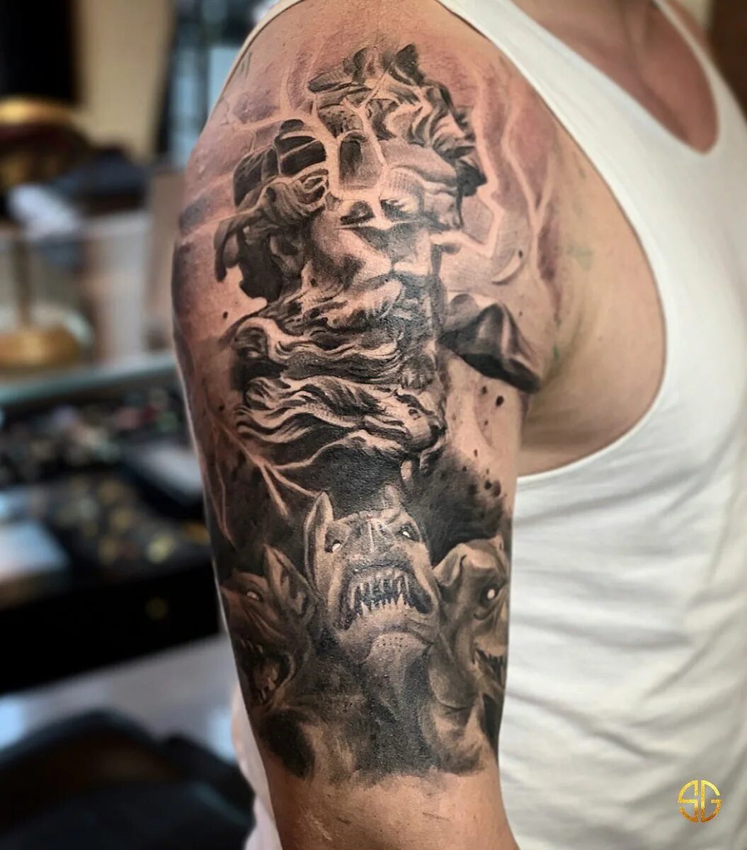 Fredao oliveira стиль. Зевс на плече. Зевс на плече. Зевс на плече. Зевс и посейдон тату.