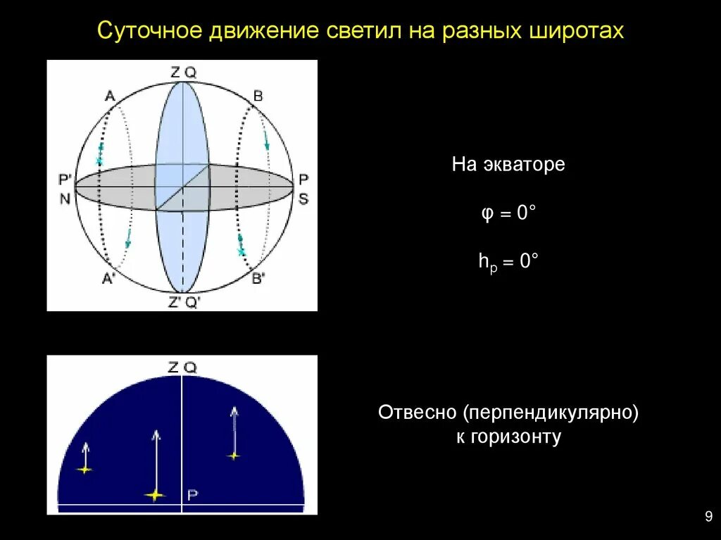 Суточное движение светил. Видимое суточное движение звёзд на разных широтах. Движение светил на различных широтах. Видимое движение звезд на экваторе. Видимое движение светил