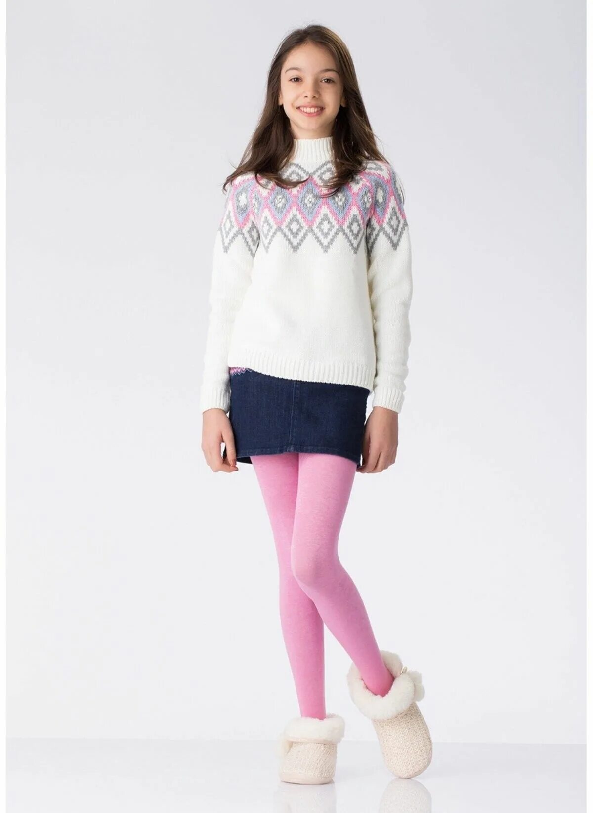 Колготки детские, 60 ден цвет светло-серый меланж (light grey melange), рост 152