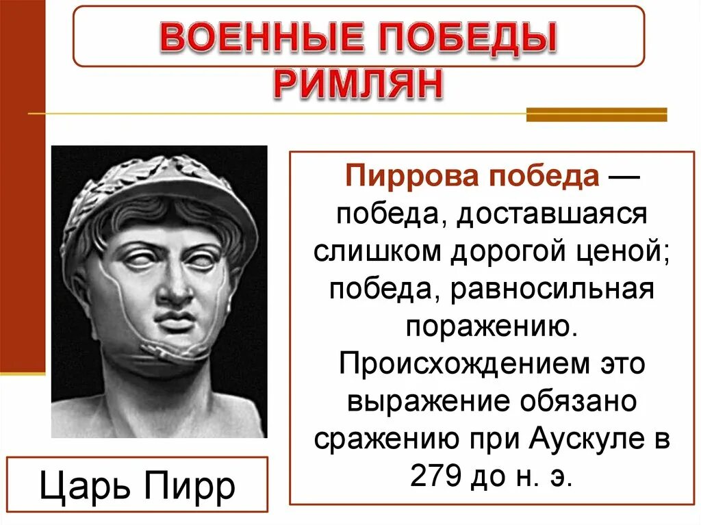 Вето в древнем риме 5 класс. Царь Пирр Пиррова победа. Крылатые выражения Пиррова победа. Фразеологизм Пиррова победа. Военные Победы римлян.