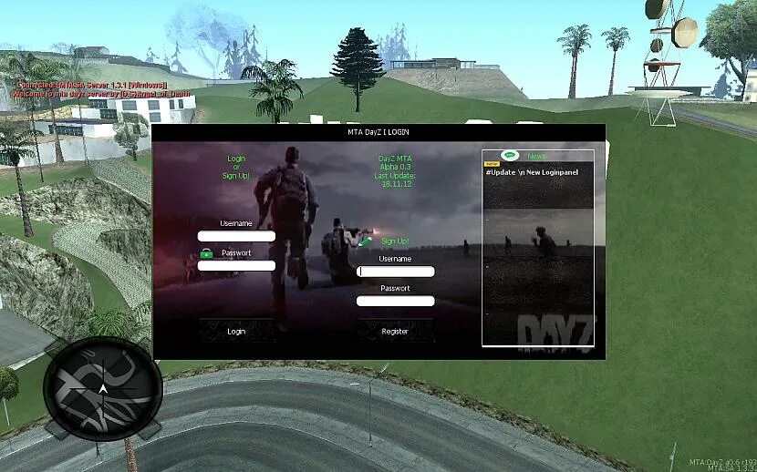 Dayz скрипт. Логин в МТА. MTA DAYZ. Панель МТА. Панель графики для МТА.