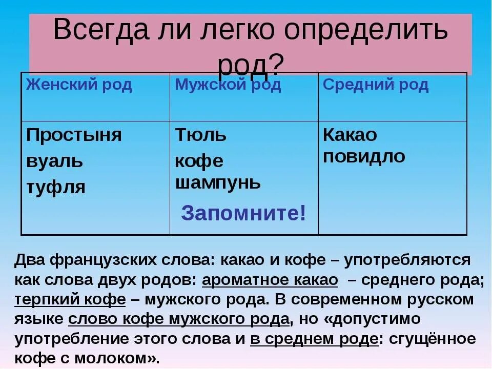 Ароматное род. Род существительных в русском языке. Род имён существительных исключения. Рода в русском языке исключения. Род имен существительных исключения в русском языке.