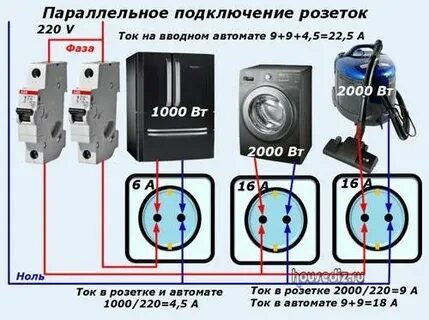 Схема последовательного соединения розеток