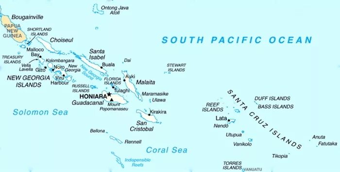 Соломоновы острова где находятся в какой Map of Solomon Islands
