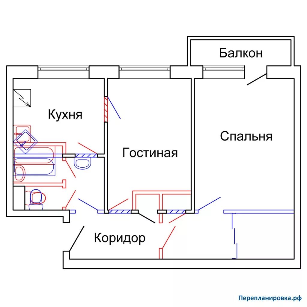 Перепланировка несущих стен. I-515/9m планировка. Несущие стены в хрущевке 2 комнатной. 1-515/9м перепланировка двушки. План перепланировки двухкомнатной хрущевки.