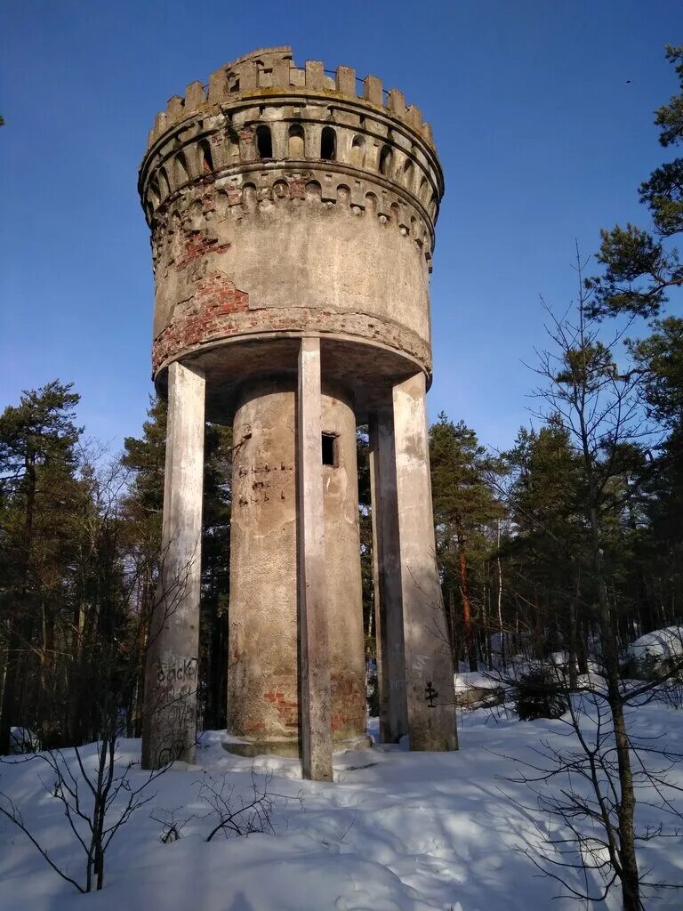 Водонапорная башня Выборг Батарейная гора. Водонапорная башня Выборг Кировские дачи. Выборг водонапорная башня на батарейной. Водонапорная башня выборг