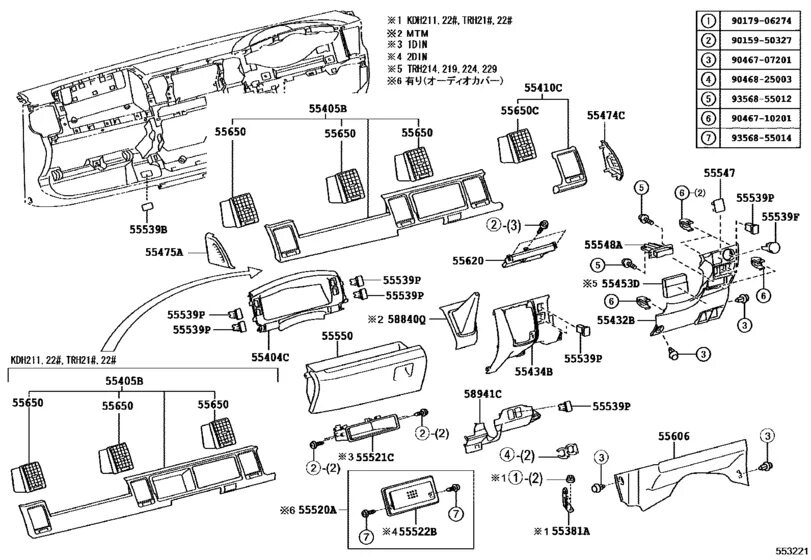 Instrument Panel & Glove Compartment для Toyota HIACE KDH221, год: 2010 - 2013. 