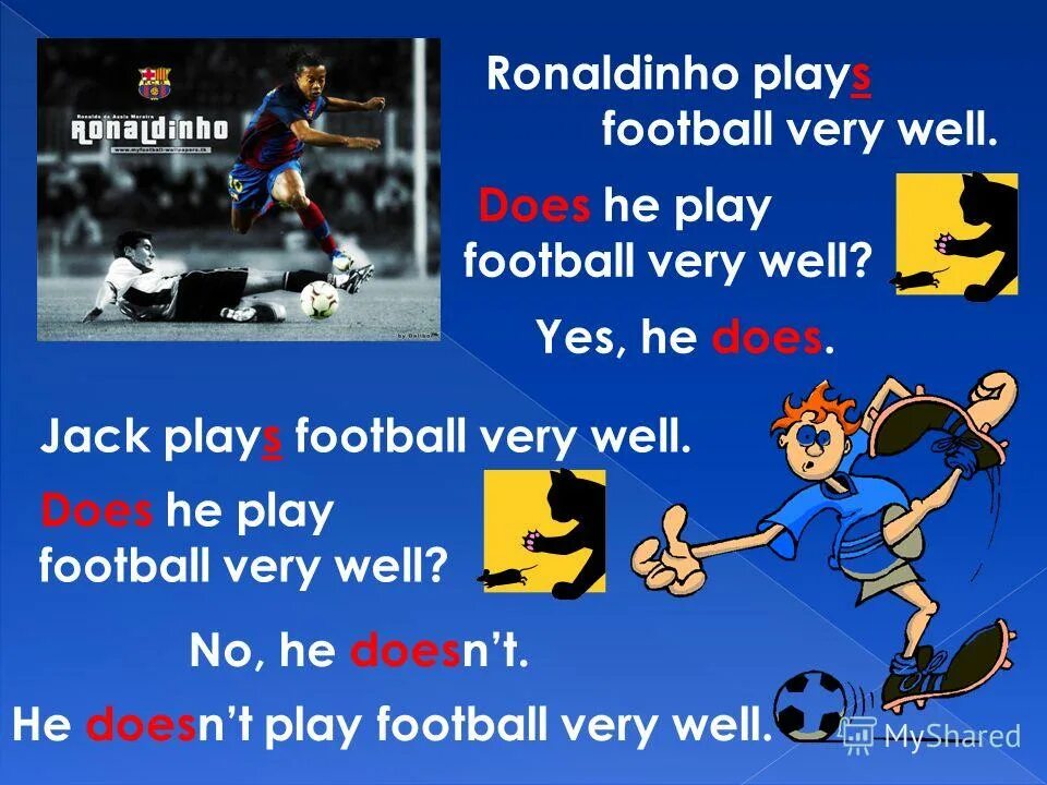 He likes playing football предложения. They have been playing football for. (play) football тест. He does. This is sport.