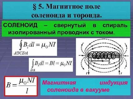 Индукция магнитного поля бесконечного соленоида